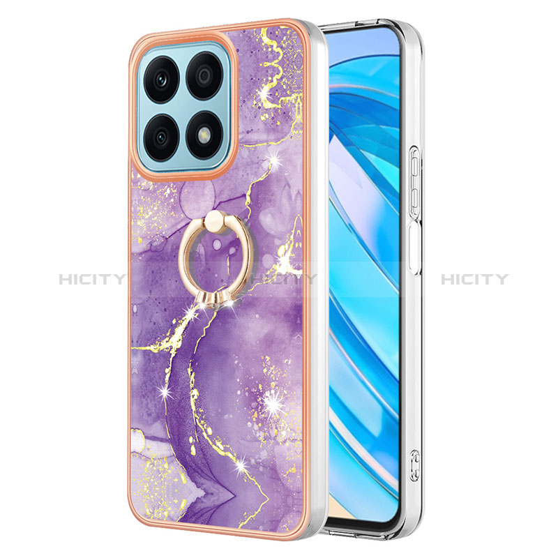 Funda Silicona Gel Goma Patron de Moda Carcasa con Anillo de dedo Soporte Y05B para Huawei Honor X8a 4G