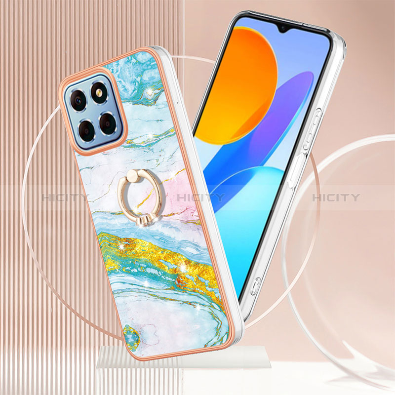 Funda Silicona Gel Goma Patron de Moda Carcasa con Anillo de dedo Soporte Y05B para Huawei Honor X8a 5G