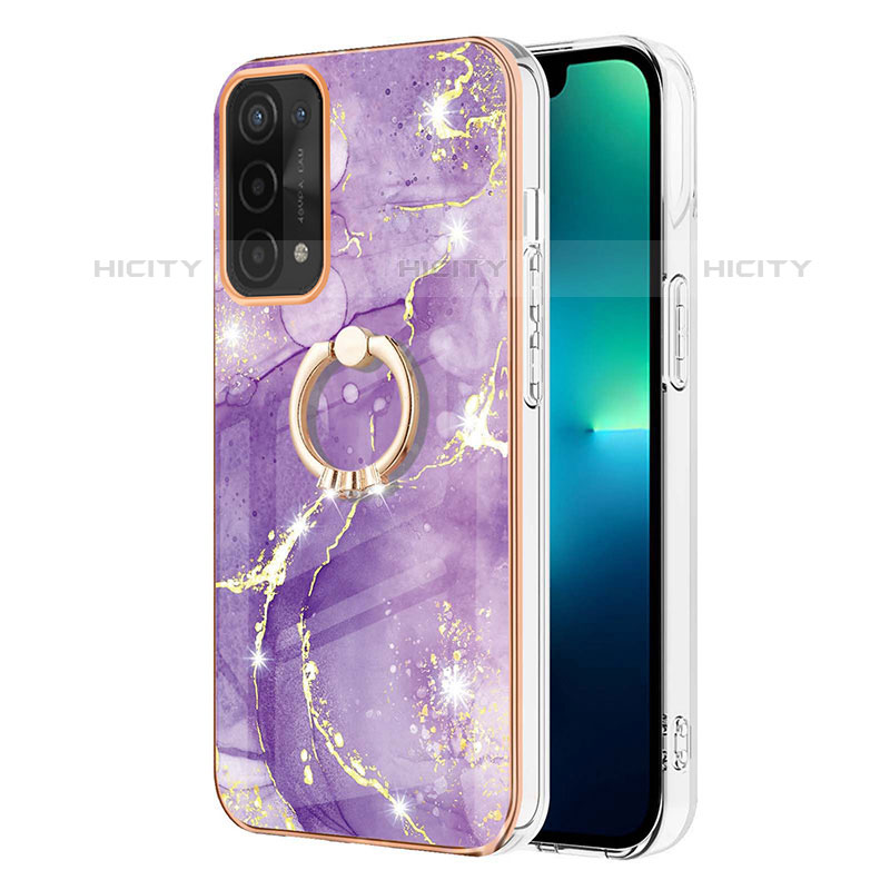 Funda Silicona Gel Goma Patron de Moda Carcasa con Anillo de dedo Soporte Y05B para OnePlus Nord N200 5G Morado