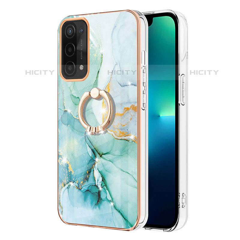 Funda Silicona Gel Goma Patron de Moda Carcasa con Anillo de dedo Soporte Y05B para OnePlus Nord N200 5G Verde