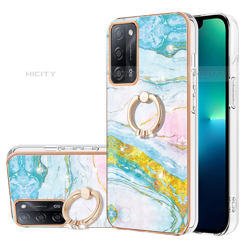 Funda Silicona Gel Goma Patron de Moda Carcasa con Anillo de dedo Soporte Y05B para Oppo A55 5G