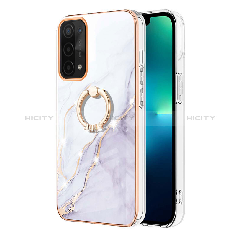 Funda Silicona Gel Goma Patron de Moda Carcasa con Anillo de dedo Soporte Y05B para Oppo A74 5G