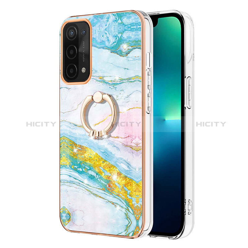 Funda Silicona Gel Goma Patron de Moda Carcasa con Anillo de dedo Soporte Y05B para Oppo A74 5G