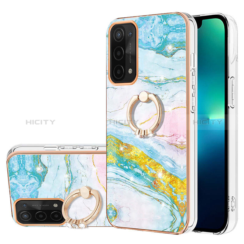 Funda Silicona Gel Goma Patron de Moda Carcasa con Anillo de dedo Soporte Y05B para Oppo A74 5G