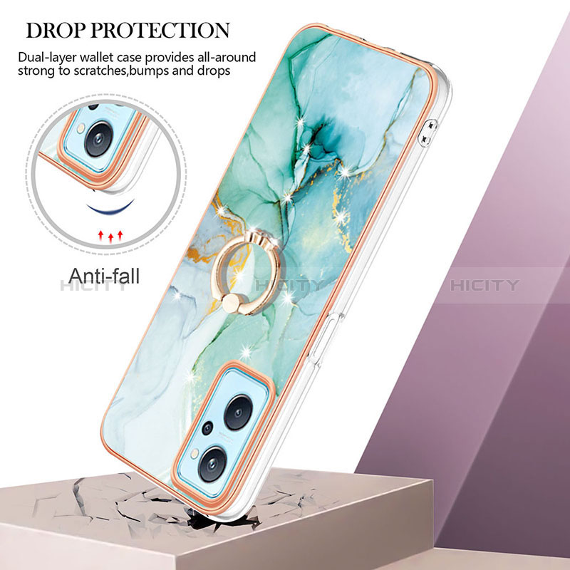 Funda Silicona Gel Goma Patron de Moda Carcasa con Anillo de dedo Soporte Y05B para Oppo A96 4G