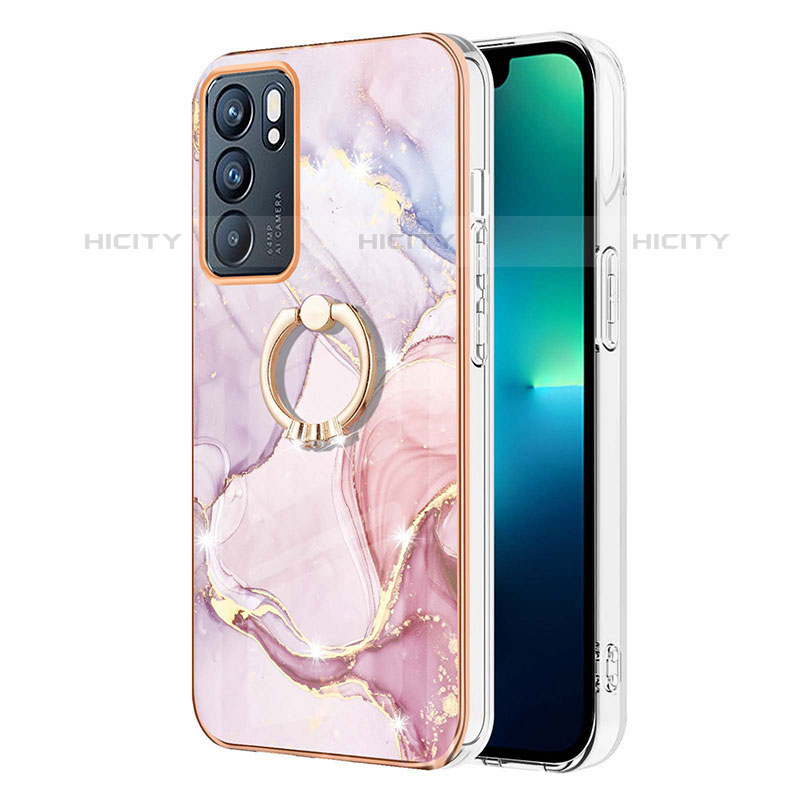 Funda Silicona Gel Goma Patron de Moda Carcasa con Anillo de dedo Soporte Y05B para Oppo Reno6 5G