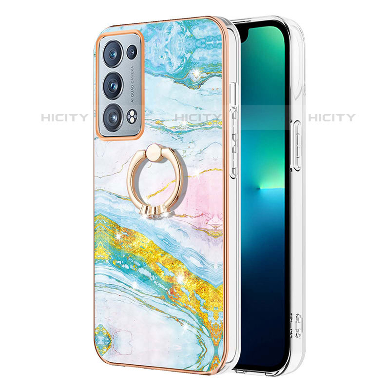 Funda Silicona Gel Goma Patron de Moda Carcasa con Anillo de dedo Soporte Y05B para Oppo Reno6 Pro 5G Vistoso