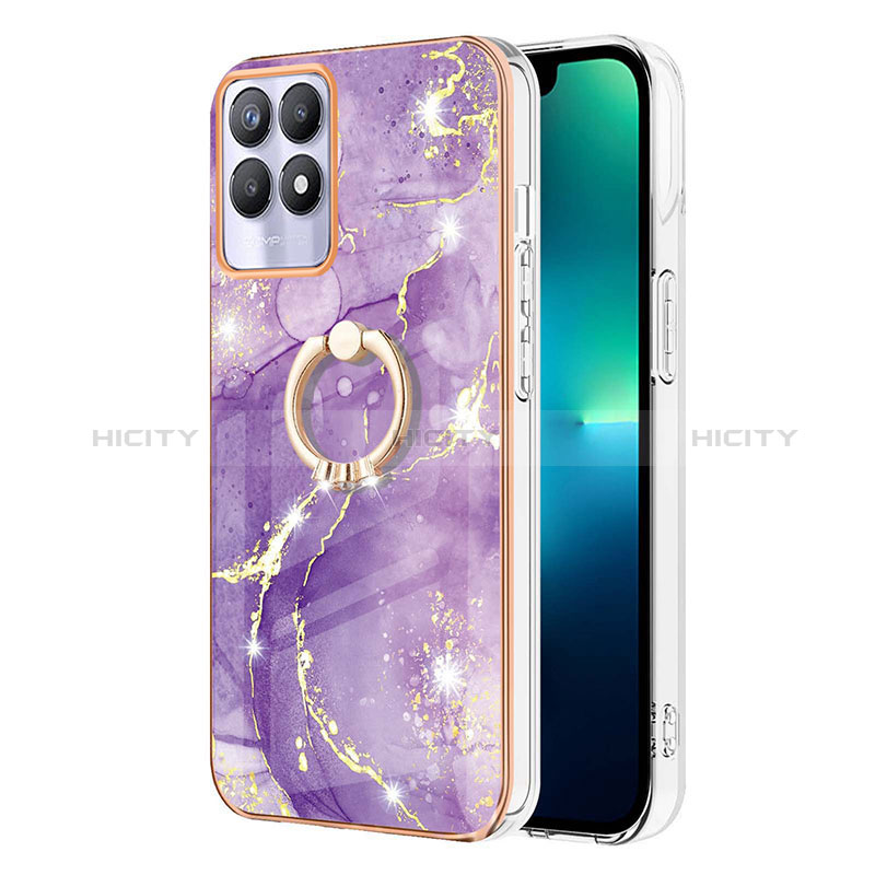 Funda Silicona Gel Goma Patron de Moda Carcasa con Anillo de dedo Soporte Y05B para Realme 8i