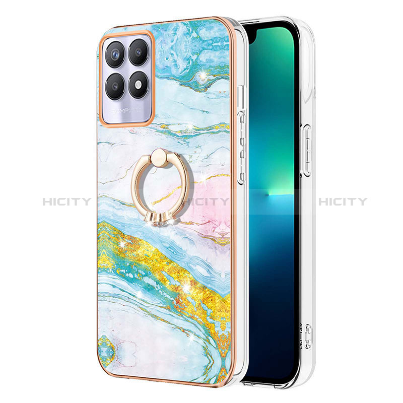 Funda Silicona Gel Goma Patron de Moda Carcasa con Anillo de dedo Soporte Y05B para Realme 8i