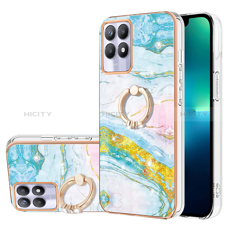 Funda Silicona Gel Goma Patron de Moda Carcasa con Anillo de dedo Soporte Y05B para Realme 8i