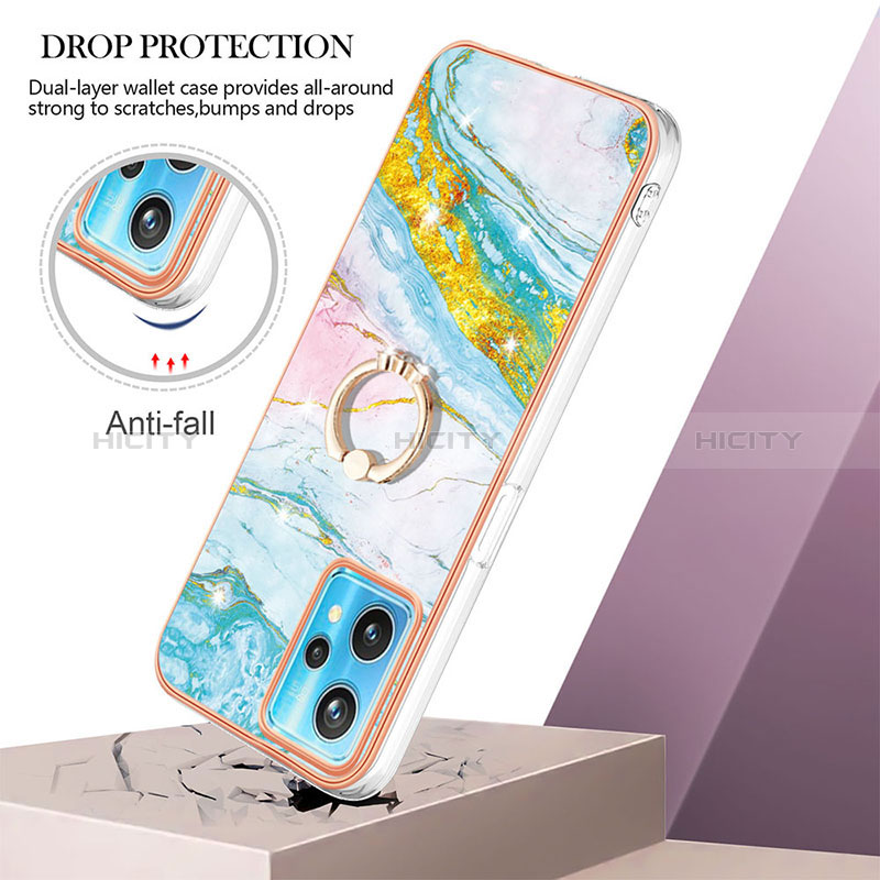 Funda Silicona Gel Goma Patron de Moda Carcasa con Anillo de dedo Soporte Y05B para Realme 9 4G