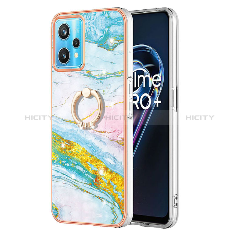 Funda Silicona Gel Goma Patron de Moda Carcasa con Anillo de dedo Soporte Y05B para Realme 9 4G Vistoso