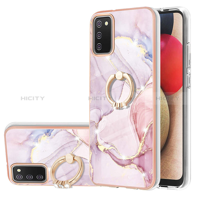 Funda Silicona Gel Goma Patron de Moda Carcasa con Anillo de dedo Soporte Y05B para Samsung Galaxy A02s Rosa