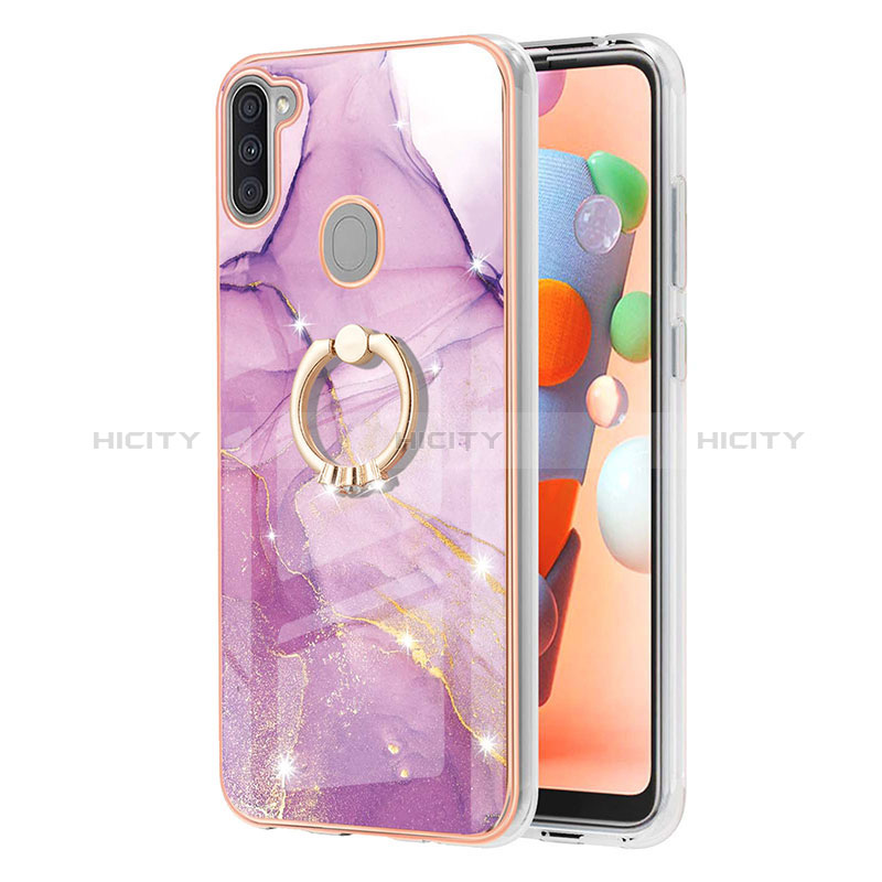 Funda Silicona Gel Goma Patron de Moda Carcasa con Anillo de dedo Soporte Y05B para Samsung Galaxy A11