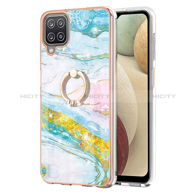 Funda Silicona Gel Goma Patron de Moda Carcasa con Anillo de dedo Soporte Y05B para Samsung Galaxy A12