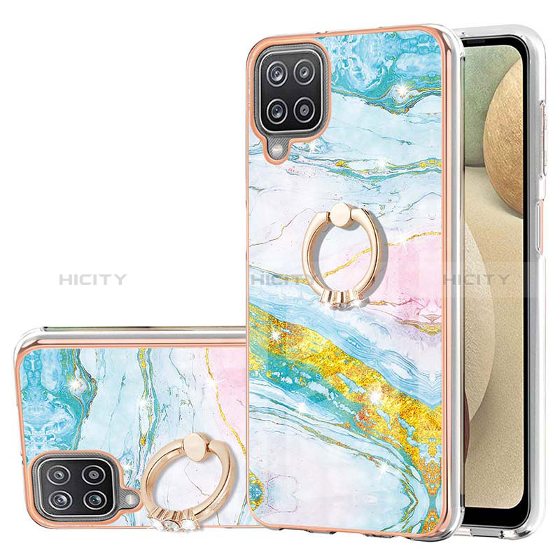 Funda Silicona Gel Goma Patron de Moda Carcasa con Anillo de dedo Soporte Y05B para Samsung Galaxy A12 Vistoso