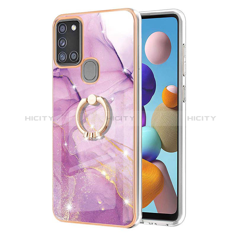 Funda Silicona Gel Goma Patron de Moda Carcasa con Anillo de dedo Soporte Y05B para Samsung Galaxy A21s