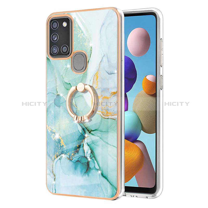 Funda Silicona Gel Goma Patron de Moda Carcasa con Anillo de dedo Soporte Y05B para Samsung Galaxy A21s