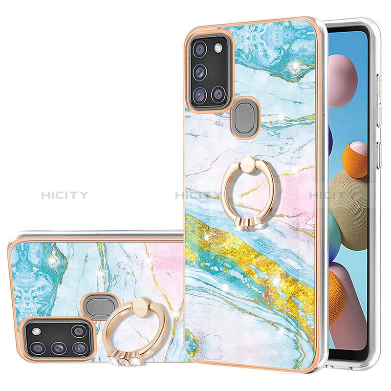 Funda Silicona Gel Goma Patron de Moda Carcasa con Anillo de dedo Soporte Y05B para Samsung Galaxy A21s Vistoso