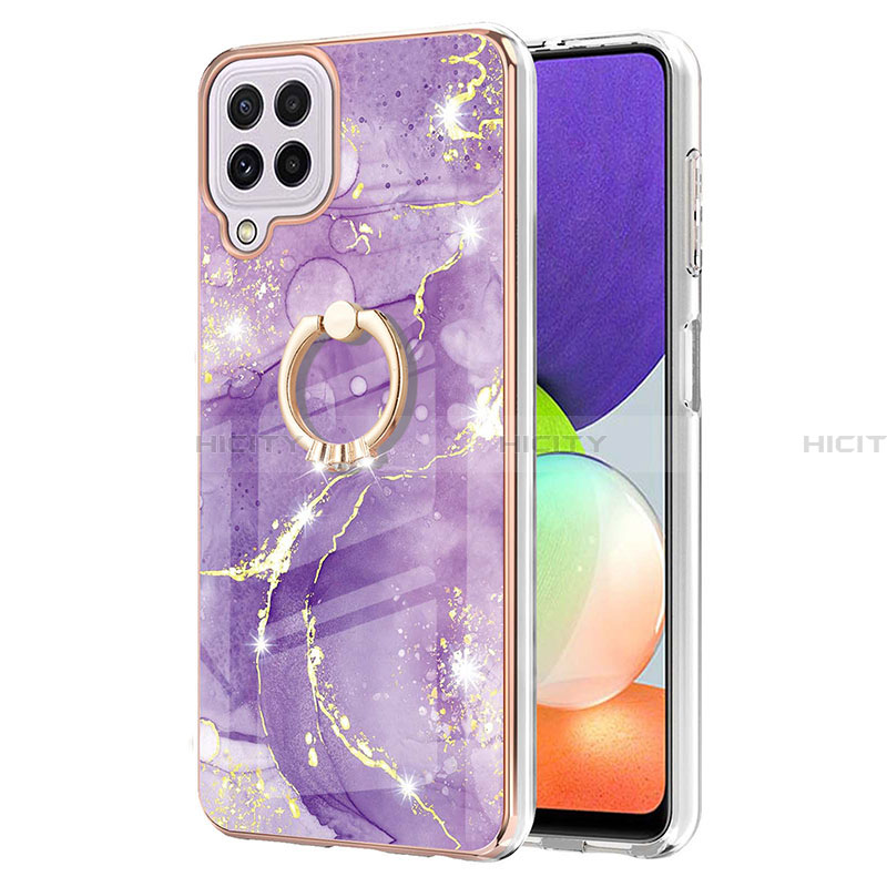 Funda Silicona Gel Goma Patron de Moda Carcasa con Anillo de dedo Soporte Y05B para Samsung Galaxy A22 4G