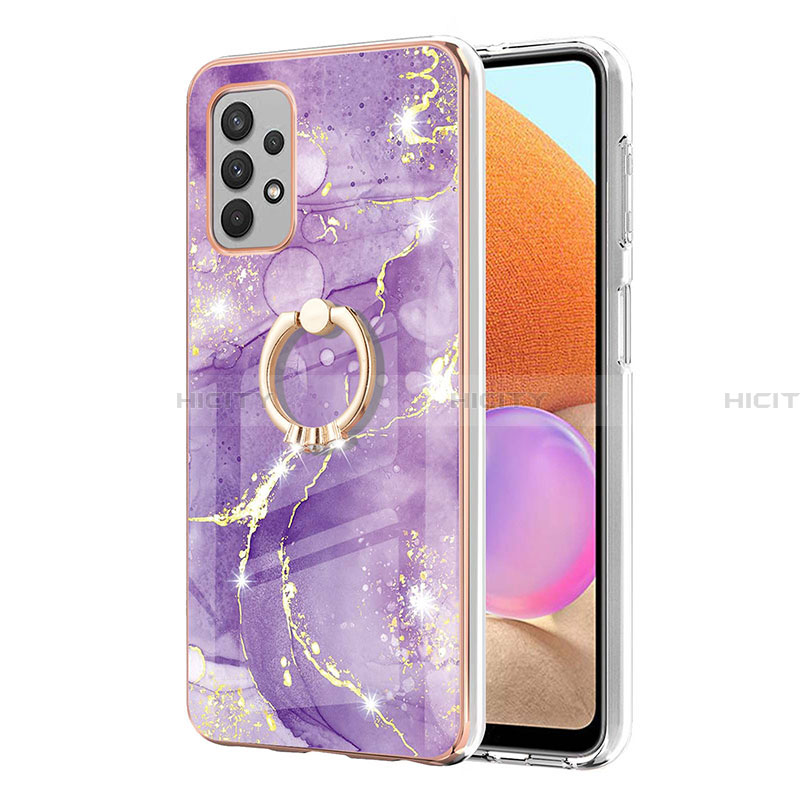 Funda Silicona Gel Goma Patron de Moda Carcasa con Anillo de dedo Soporte Y05B para Samsung Galaxy A32 4G