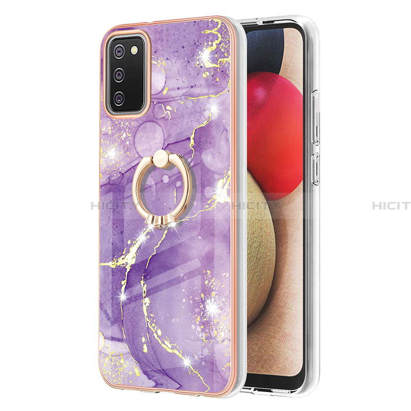 Funda Silicona Gel Goma Patron de Moda Carcasa con Anillo de dedo Soporte Y05B para Samsung Galaxy F02S SM-E025F