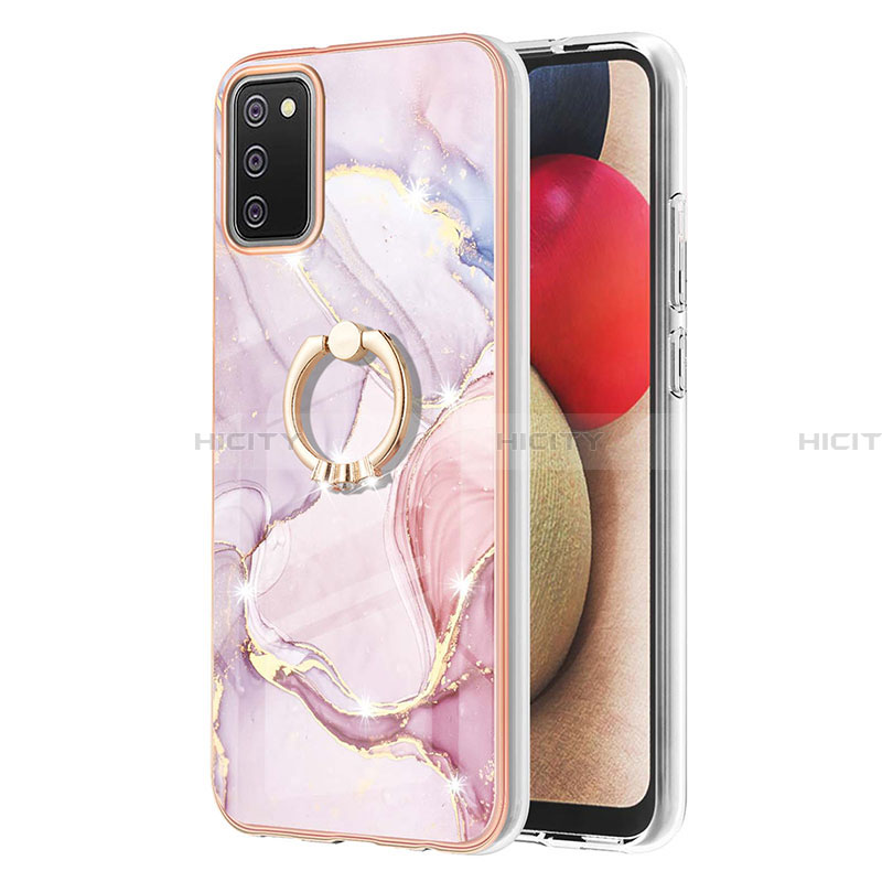 Funda Silicona Gel Goma Patron de Moda Carcasa con Anillo de dedo Soporte Y05B para Samsung Galaxy F02S SM-E025F