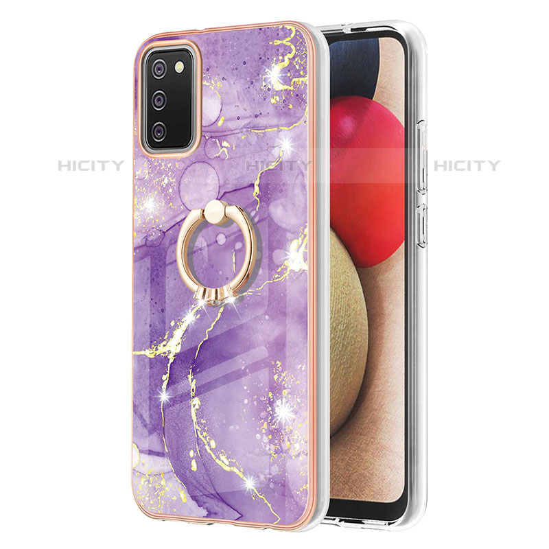 Funda Silicona Gel Goma Patron de Moda Carcasa con Anillo de dedo Soporte Y05B para Samsung Galaxy M02s