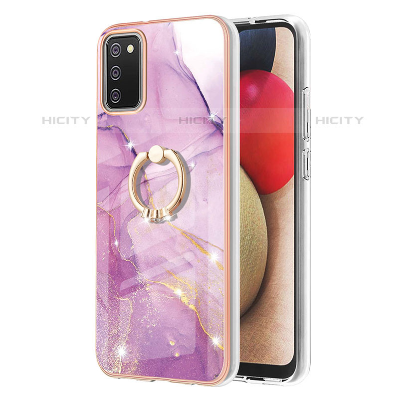 Funda Silicona Gel Goma Patron de Moda Carcasa con Anillo de dedo Soporte Y05B para Samsung Galaxy M02s