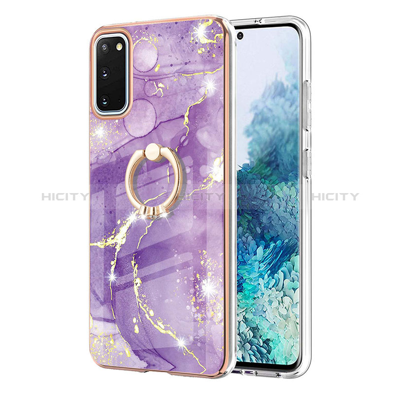 Funda Silicona Gel Goma Patron de Moda Carcasa con Anillo de dedo Soporte Y05B para Samsung Galaxy S20