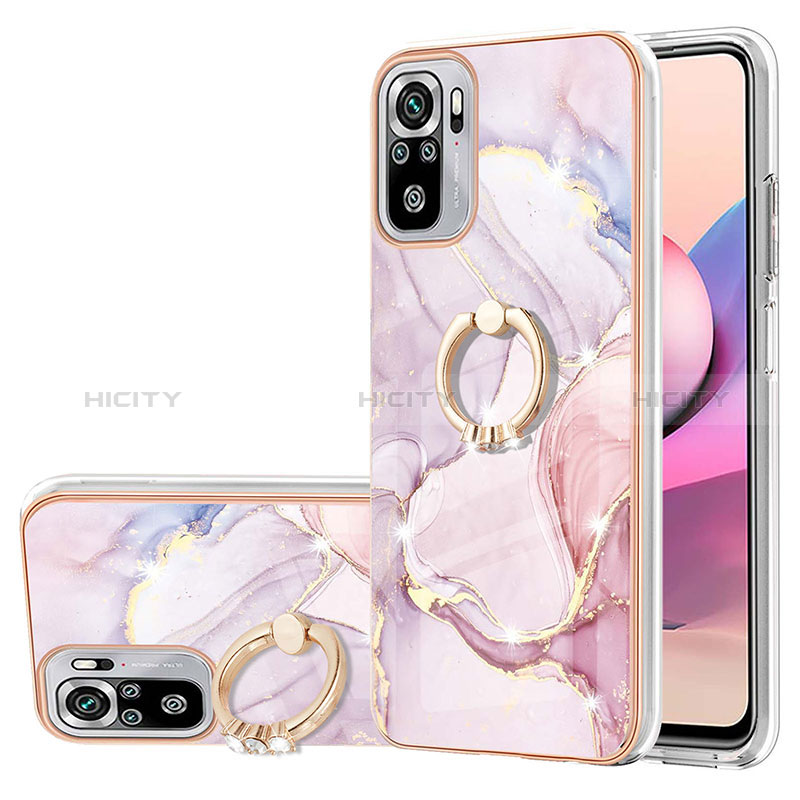 Funda Silicona Gel Goma Patron de Moda Carcasa con Anillo de dedo Soporte Y05B para Xiaomi Poco M5S Rosa