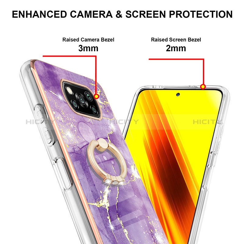 Funda Silicona Gel Goma Patron de Moda Carcasa con Anillo de dedo Soporte Y05B para Xiaomi Poco X3 Pro