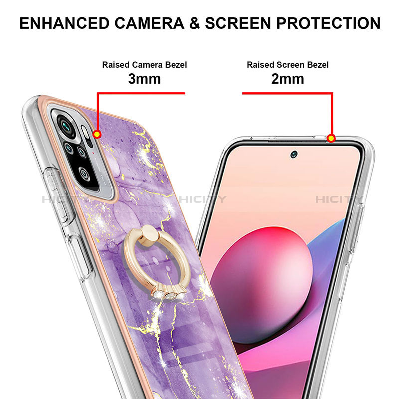 Funda Silicona Gel Goma Patron de Moda Carcasa con Anillo de dedo Soporte Y05B para Xiaomi Redmi Note 10 4G