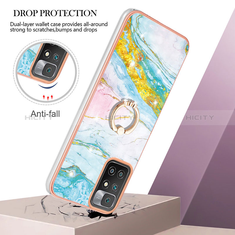 Funda Silicona Gel Goma Patron de Moda Carcasa con Anillo de dedo Soporte Y05B para Xiaomi Redmi Note 11 4G (2021)