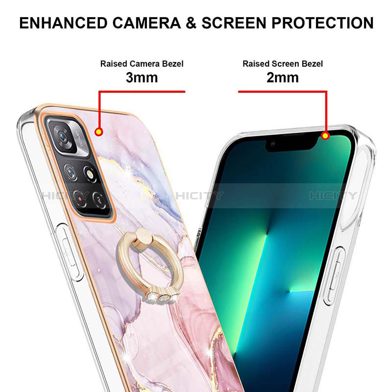 Funda Silicona Gel Goma Patron de Moda Carcasa con Anillo de dedo Soporte Y05B para Xiaomi Redmi Note 11 5G