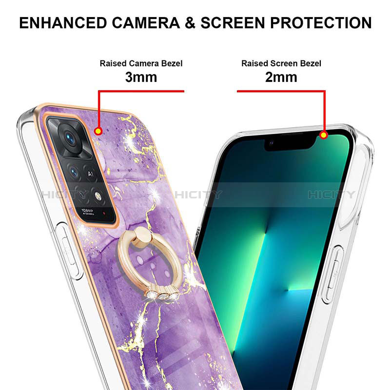 Funda Silicona Gel Goma Patron de Moda Carcasa con Anillo de dedo Soporte Y05B para Xiaomi Redmi Note 11 Pro 5G