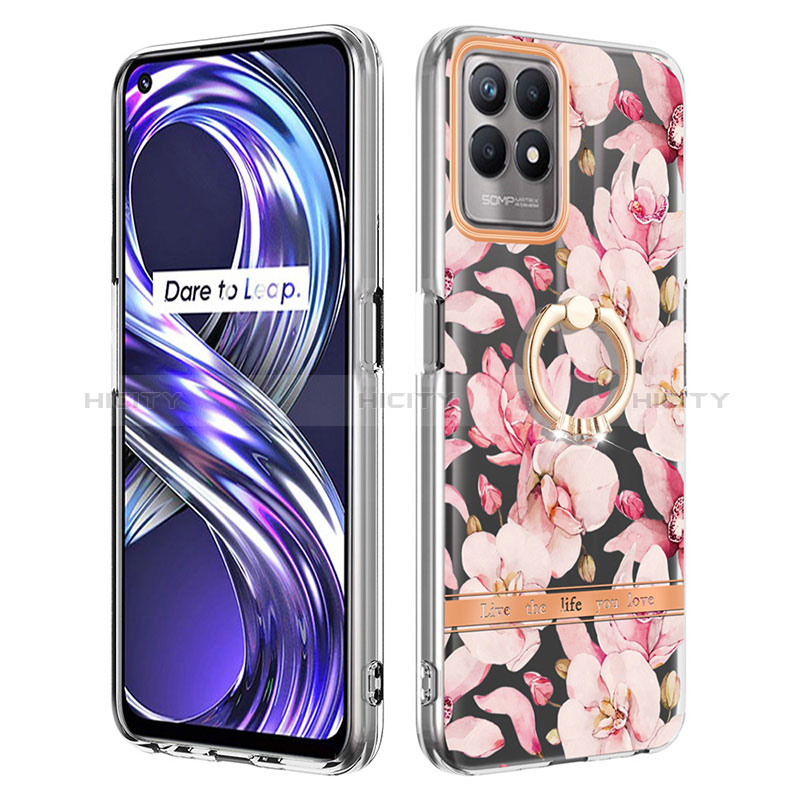 Funda Silicona Gel Goma Patron de Moda Carcasa con Anillo de dedo Soporte Y06B para Realme 8i