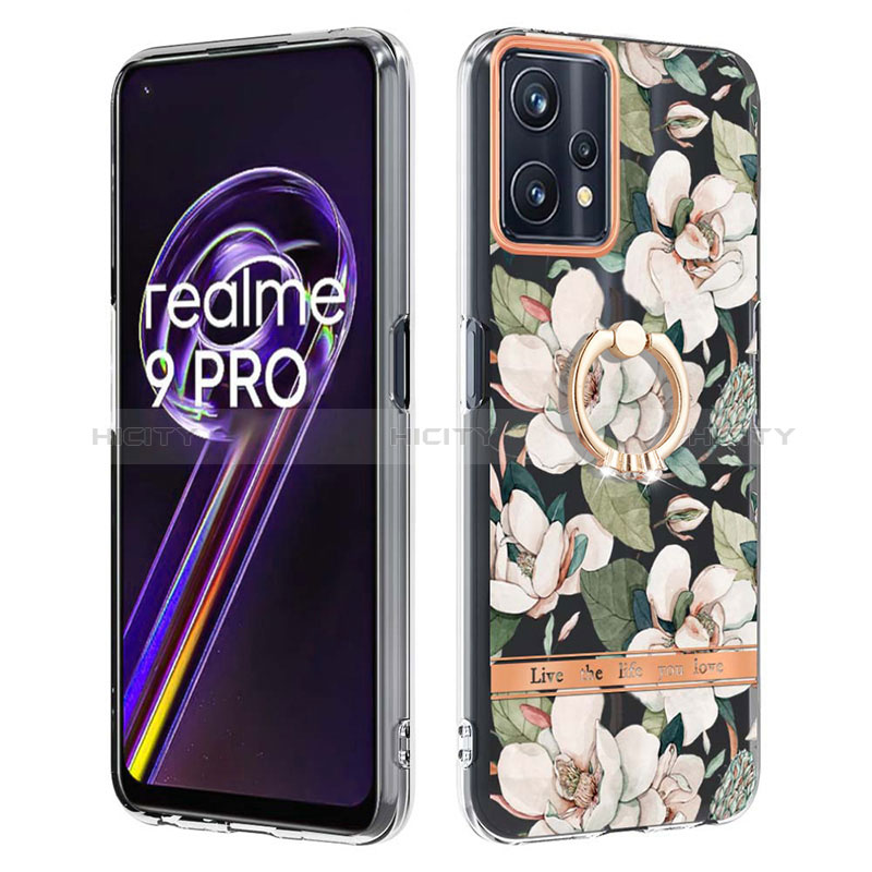 Funda Silicona Gel Goma Patron de Moda Carcasa con Anillo de dedo Soporte Y06B para Realme 9 Pro 5G