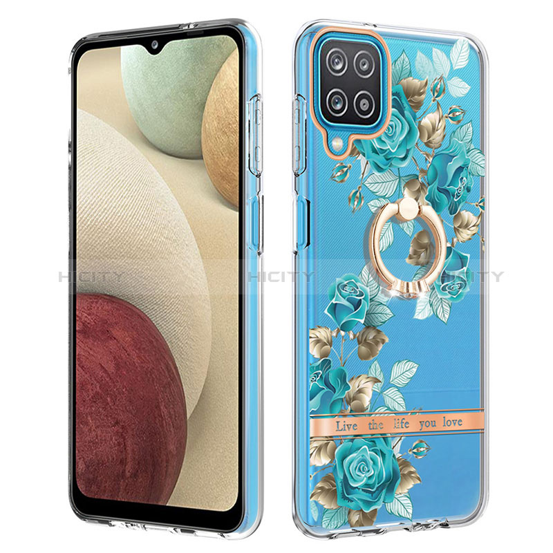 Funda Silicona Gel Goma Patron de Moda Carcasa con Anillo de dedo Soporte Y06B para Samsung Galaxy A12 5G