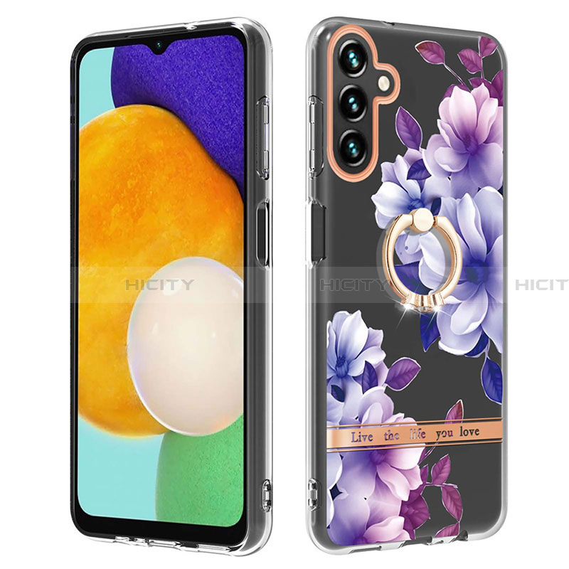 Funda Silicona Gel Goma Patron de Moda Carcasa con Anillo de dedo Soporte Y06B para Samsung Galaxy A13 5G