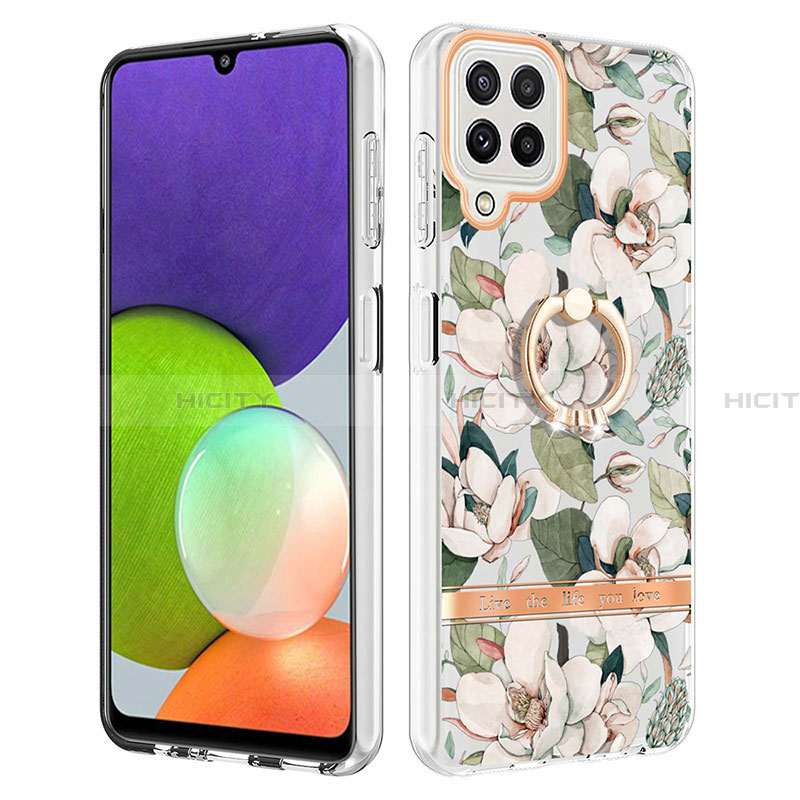 Funda Silicona Gel Goma Patron de Moda Carcasa con Anillo de dedo Soporte Y06B para Samsung Galaxy A22 4G