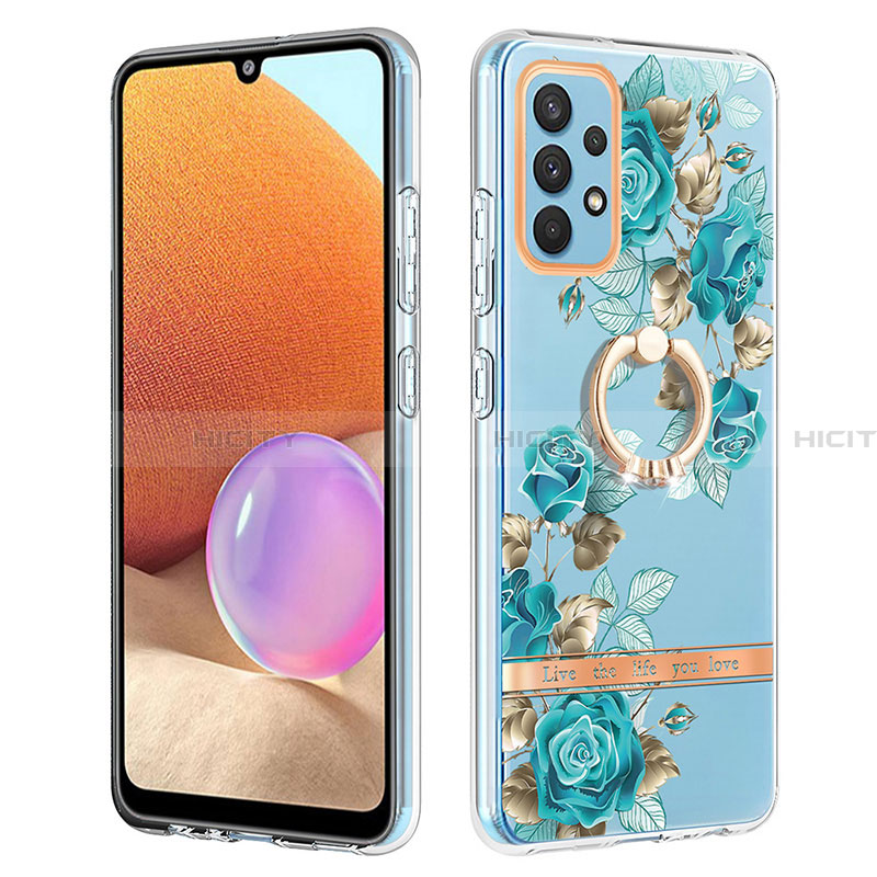 Funda Silicona Gel Goma Patron de Moda Carcasa con Anillo de dedo Soporte Y06B para Samsung Galaxy A32 4G