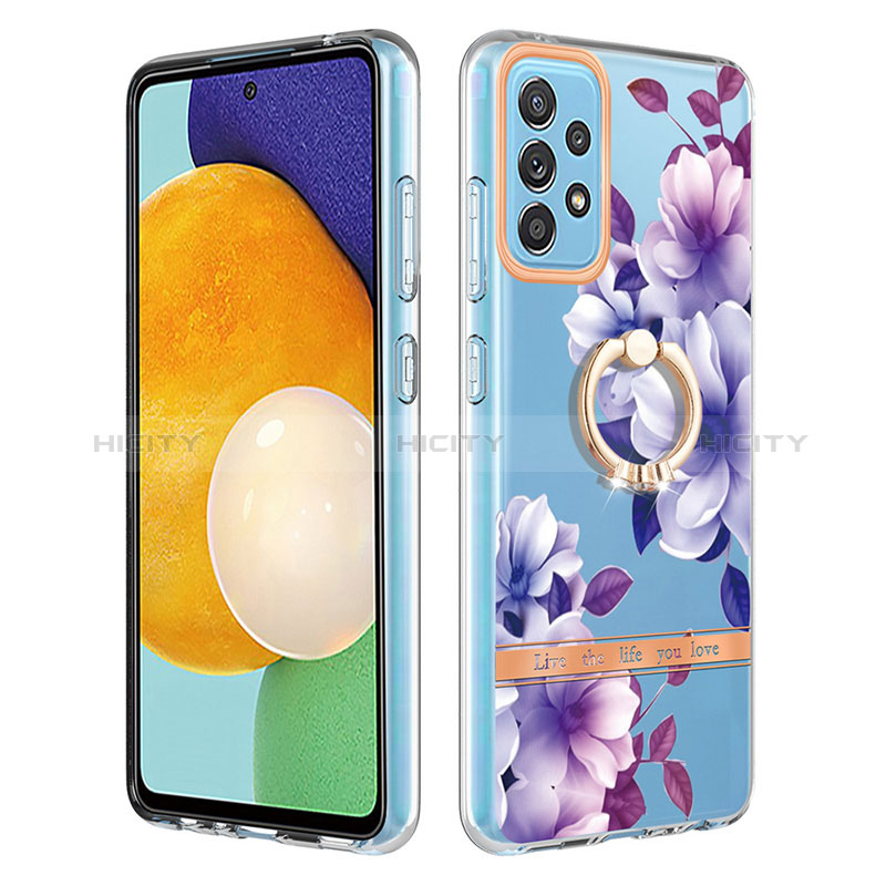 Funda Silicona Gel Goma Patron de Moda Carcasa con Anillo de dedo Soporte Y06B para Samsung Galaxy A52s 5G