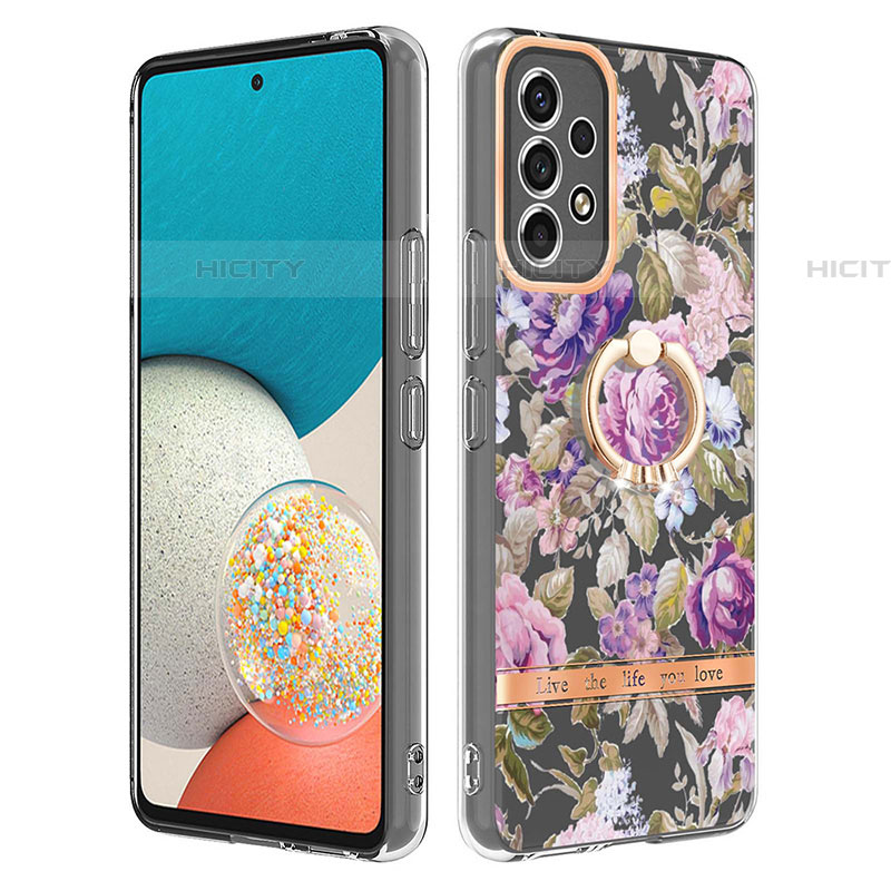 Funda Silicona Gel Goma Patron de Moda Carcasa con Anillo de dedo Soporte Y06B para Samsung Galaxy A53 5G