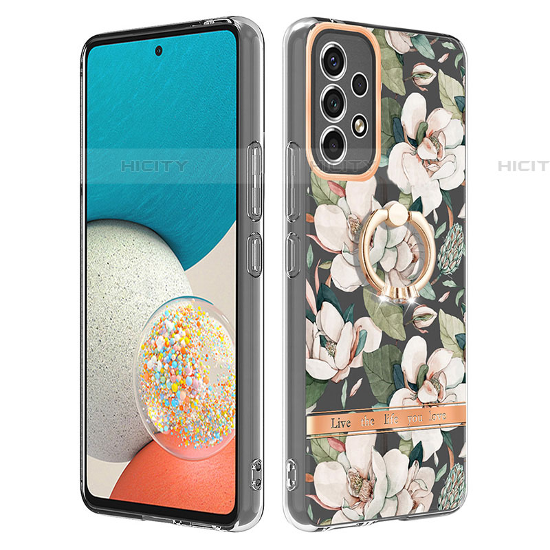 Funda Silicona Gel Goma Patron de Moda Carcasa con Anillo de dedo Soporte Y06B para Samsung Galaxy A53 5G