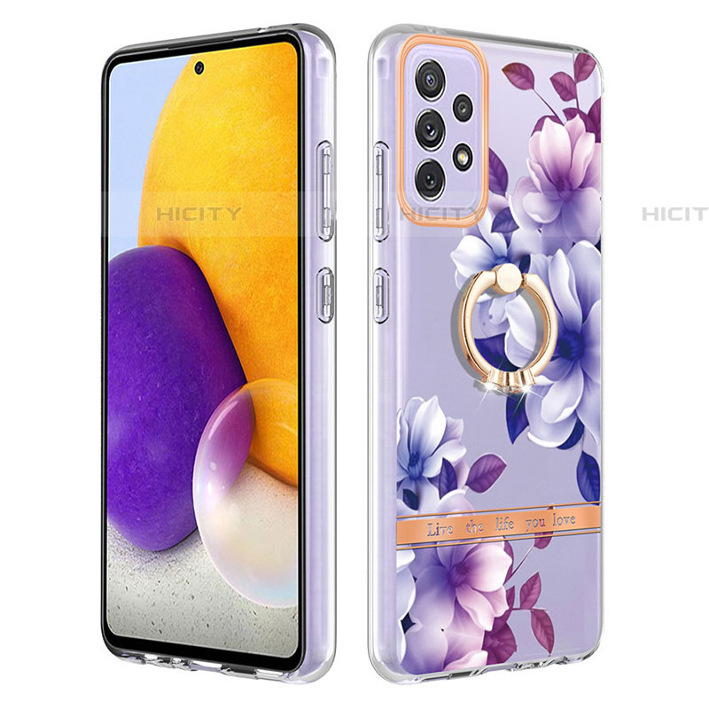 Funda Silicona Gel Goma Patron de Moda Carcasa con Anillo de dedo Soporte Y06B para Samsung Galaxy A72 5G