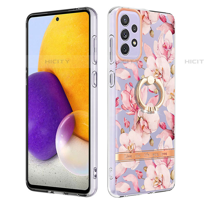 Funda Silicona Gel Goma Patron de Moda Carcasa con Anillo de dedo Soporte Y06B para Samsung Galaxy A73 5G