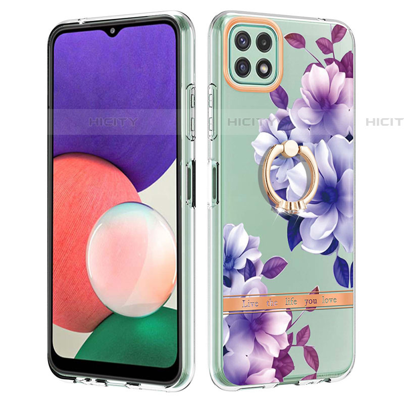 Funda Silicona Gel Goma Patron de Moda Carcasa con Anillo de dedo Soporte Y06B para Samsung Galaxy F42 5G