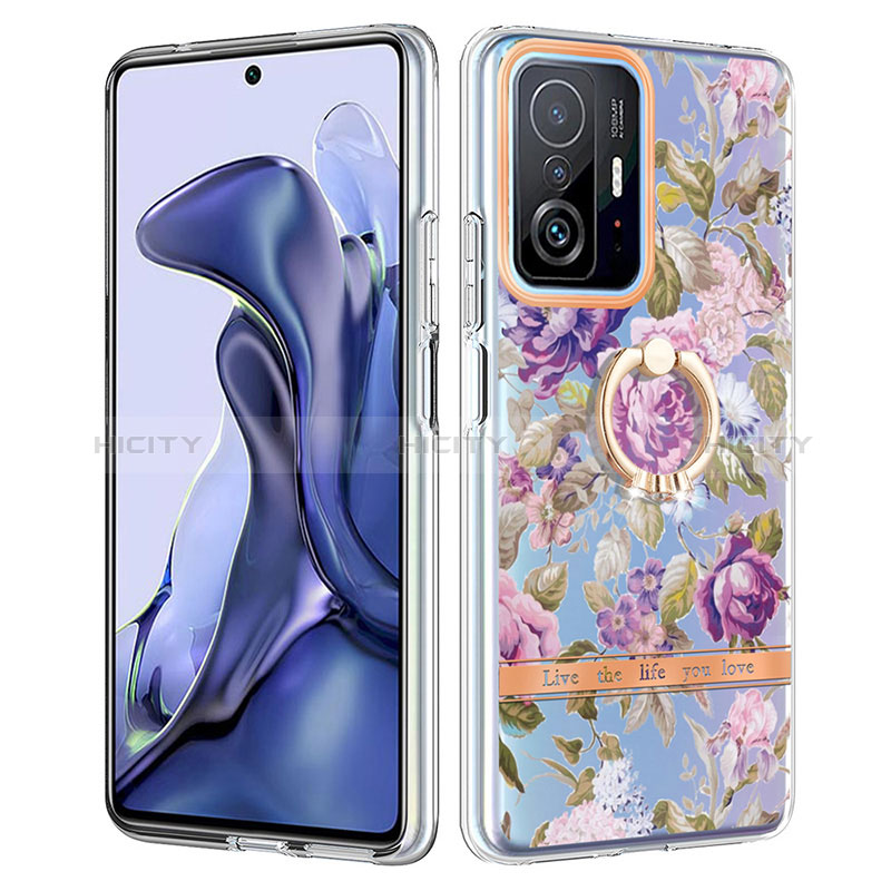 Funda Silicona Gel Goma Patron de Moda Carcasa con Anillo de dedo Soporte Y06B para Xiaomi Mi 11T 5G