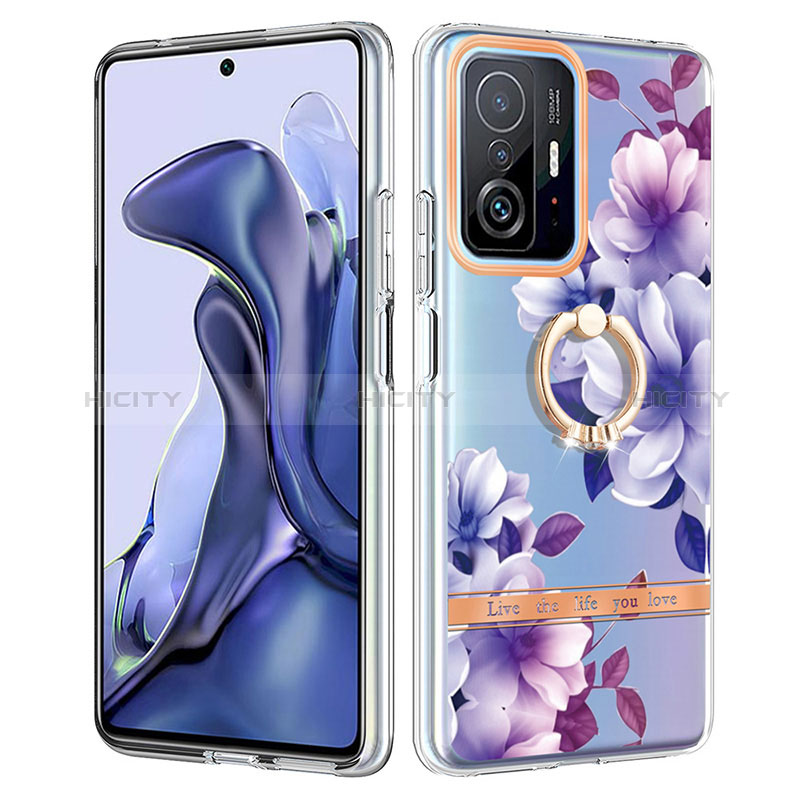 Funda Silicona Gel Goma Patron de Moda Carcasa con Anillo de dedo Soporte Y06B para Xiaomi Mi 11T 5G